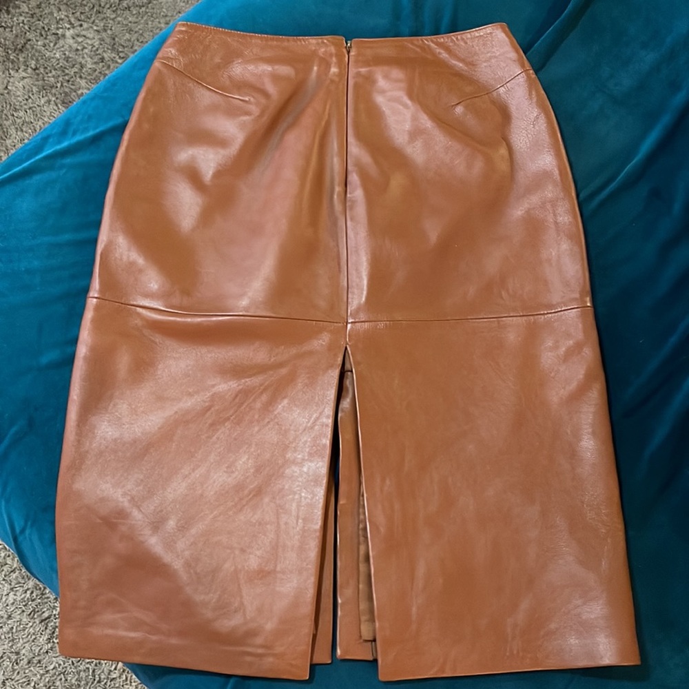 NWT Cache saddle leather skirt, size 6 - Picture 3 of 11